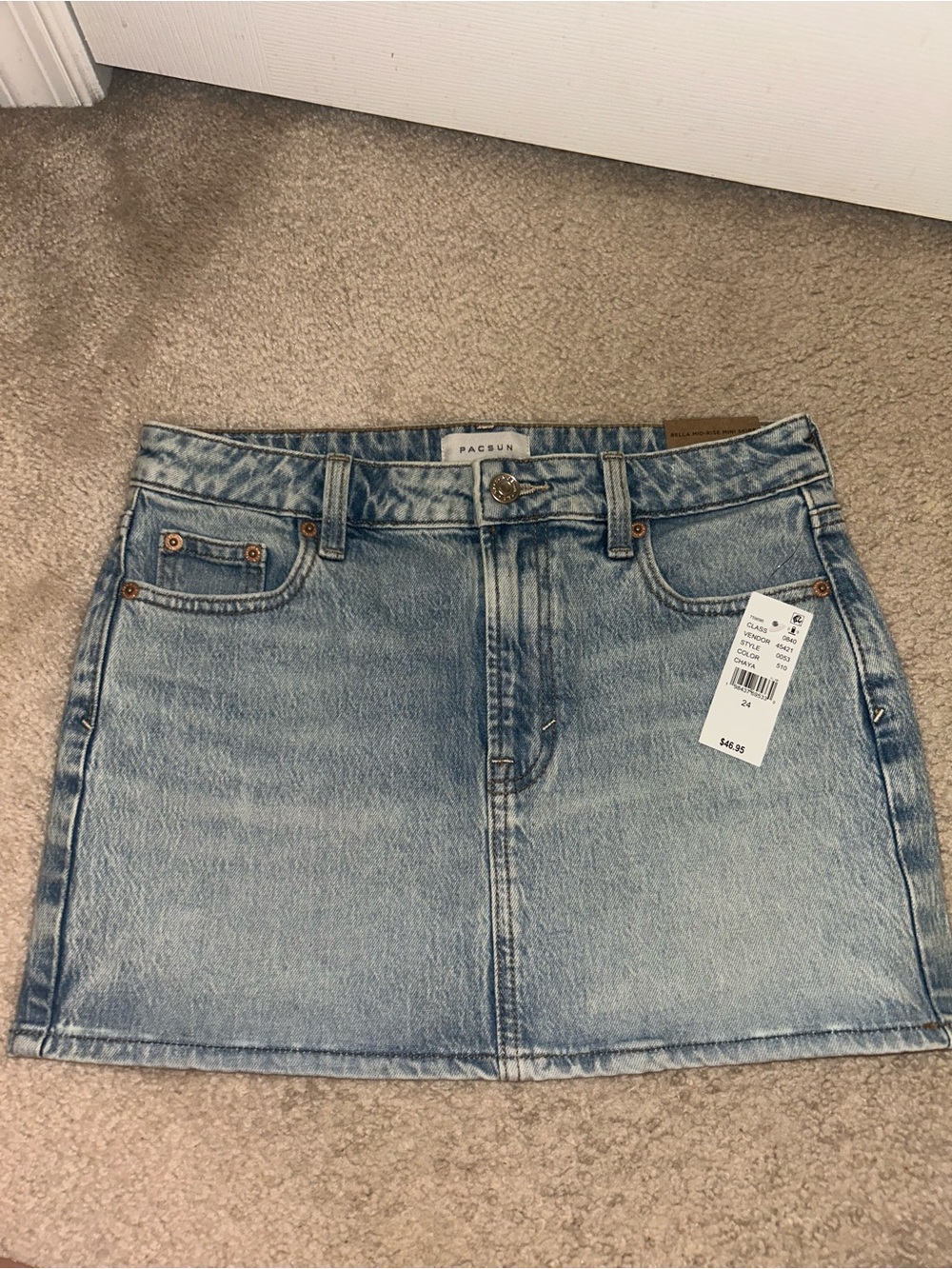 PacSun Bella Mid-Rise Light Blue Washed Denim Mini Skirt